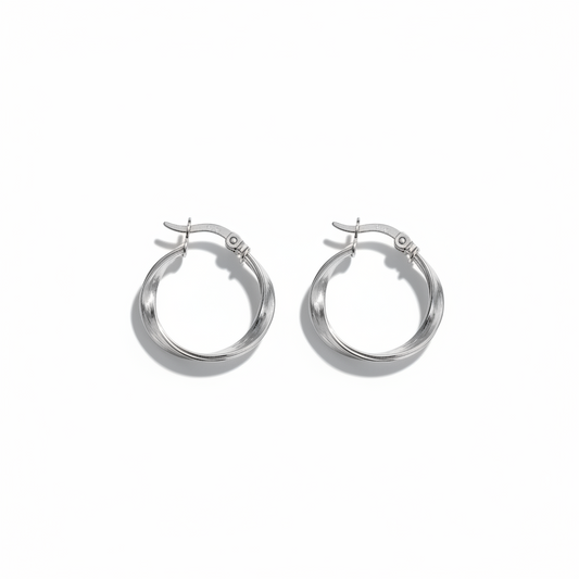 Aretes Plata 925 Pequeños Estilo Espiral para mujer con tamaño de 2 cm