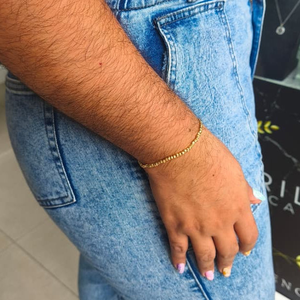 Pulsera de balines oro 18k tamaño número 3 - vista lateral