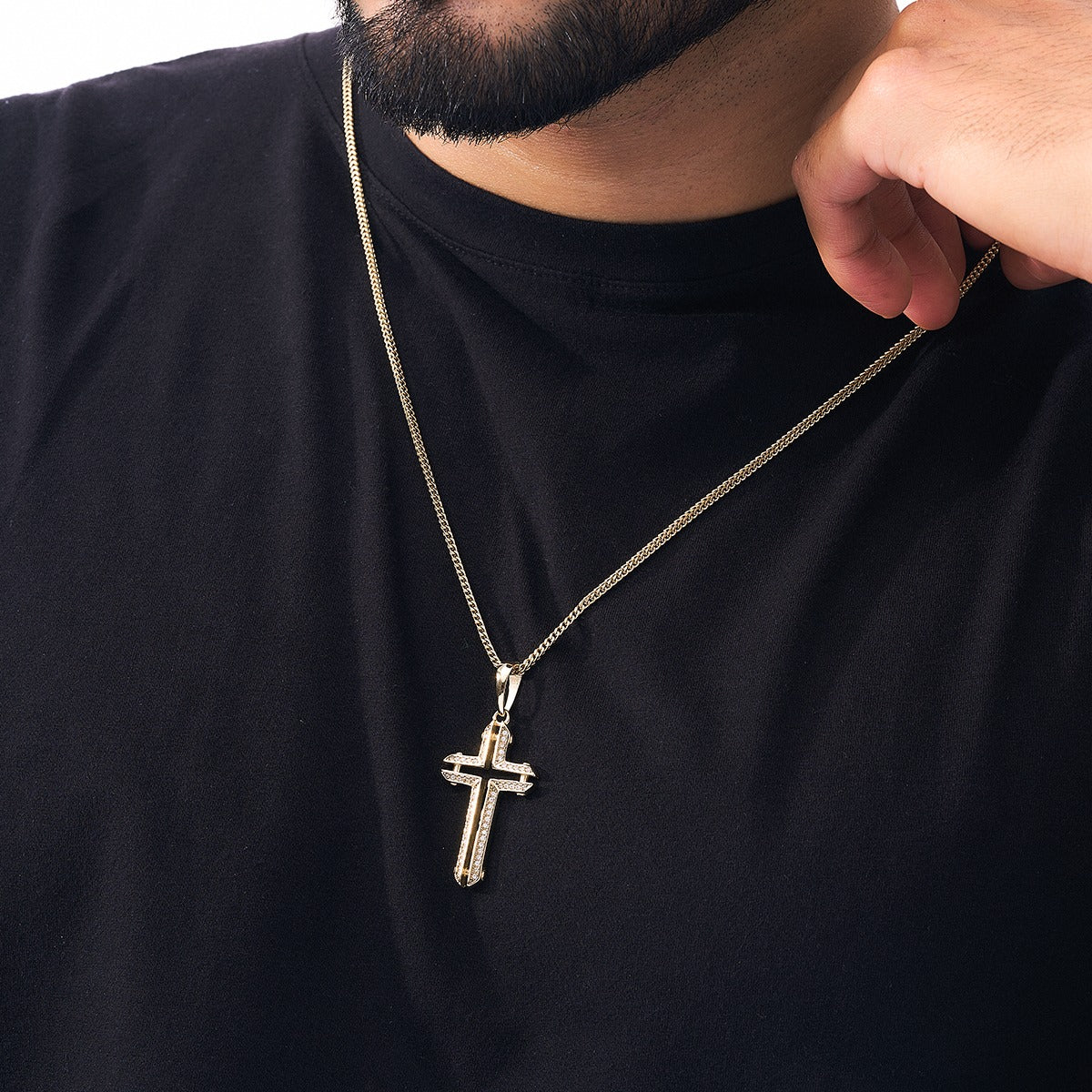 Dije Cruz de Lujo Hombre Oro Laminado 18k