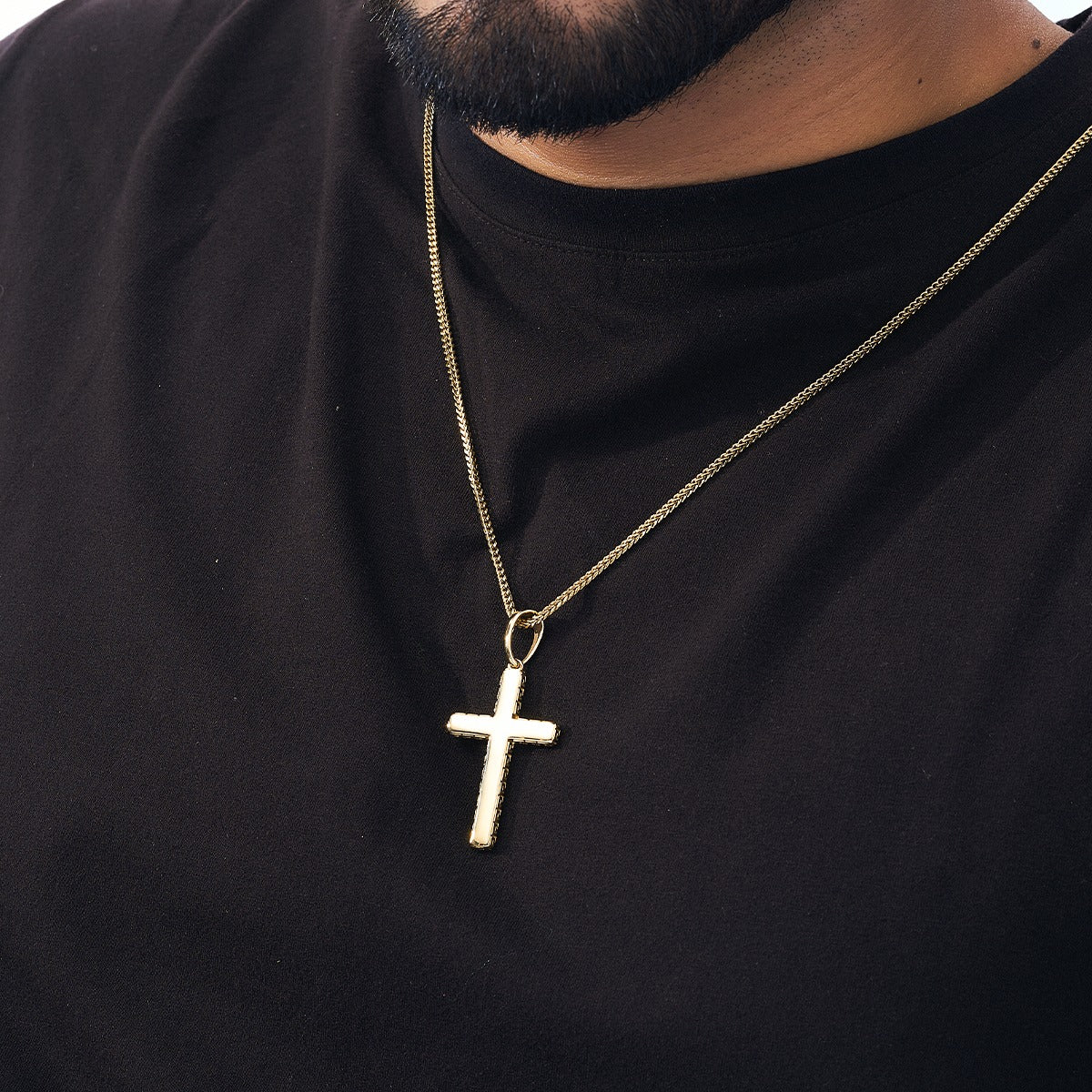Dije Cruz Texturas Hombre Oro Laminado 18k
