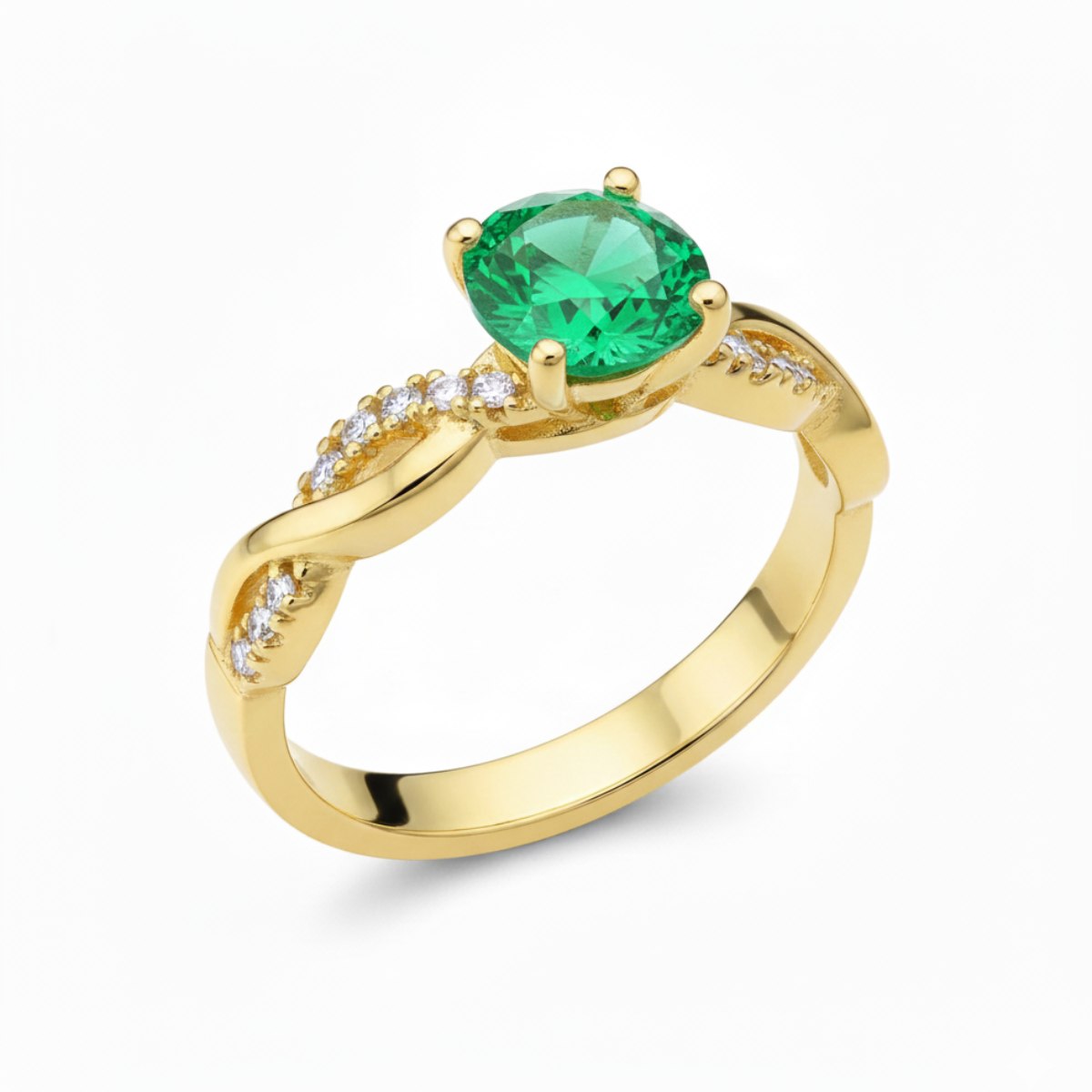 anillo de compromiso oro 18k piedra verde artesanal Colombia