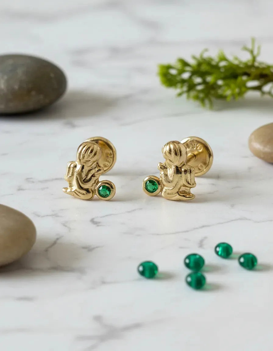 aretes  bebe oro lamiando 18k