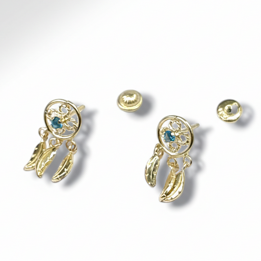 Aretes atrapa sueños Oro Laminado18k Antialérgicos
