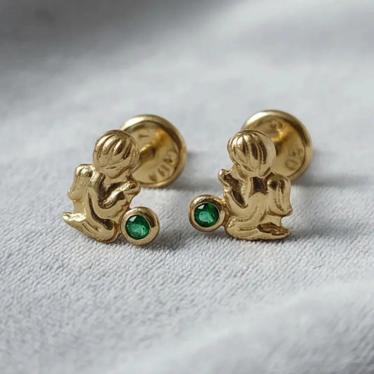 aretes para bebe oro lamiando 18k