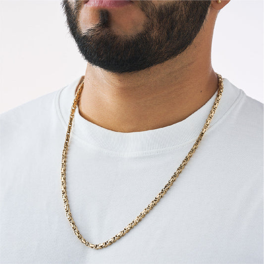 Cadena Tejido Rustico en Oro Laminado 18K Hombre