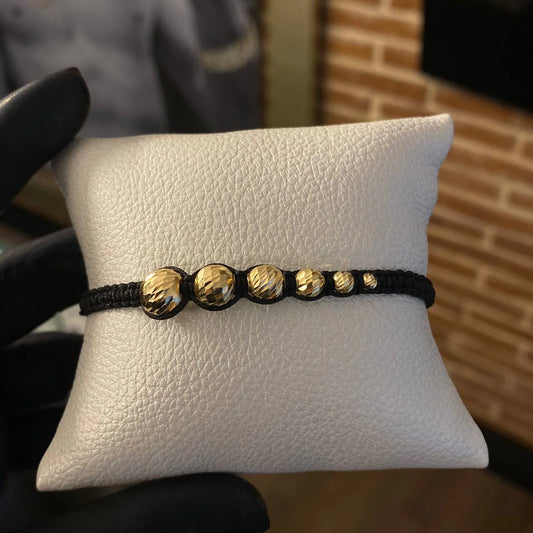 Pulsera Personalizada ORO 18K Balines Diamantados – detalle del diseño – Brillo Encanto