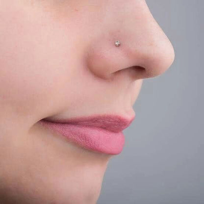 Piercing Nostril Unisex en Plata Italiana 925 con Piedra de Circonia en Chispa