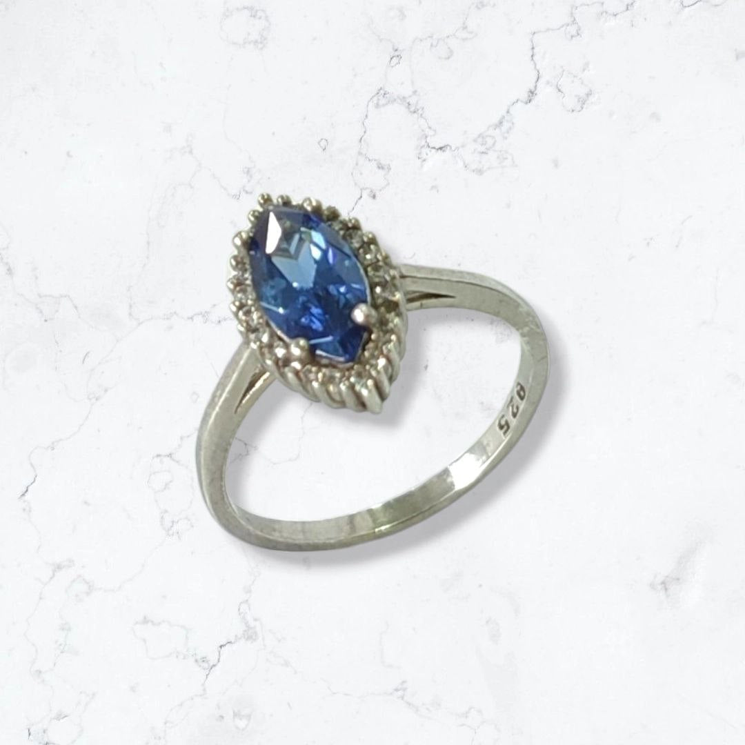 anillo mujer plata925 y circón azul