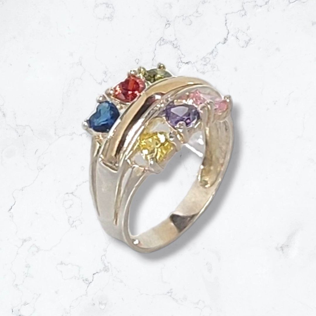 Anillo Oro Plata Mujer Con Circones Colores