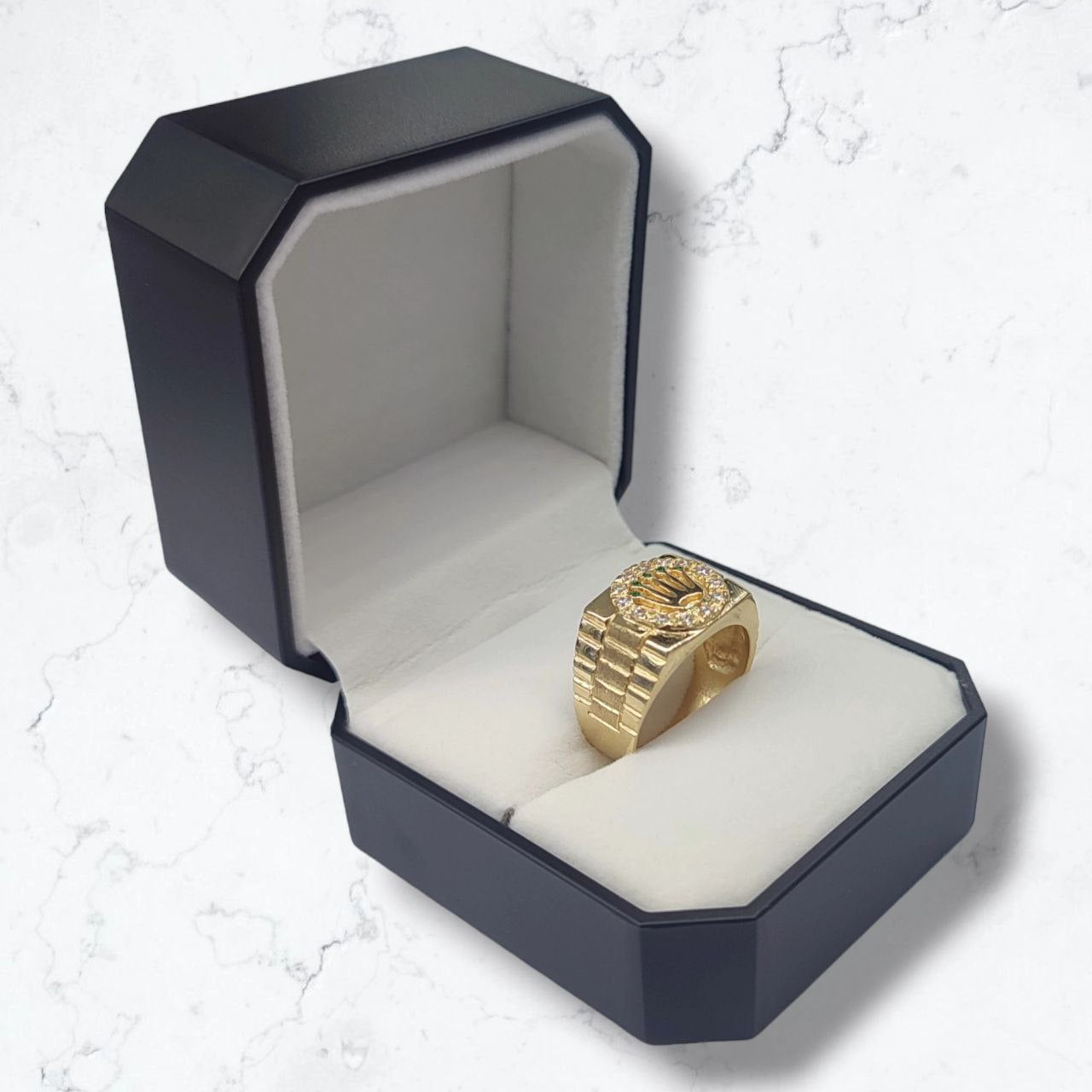 Anillo Oro18K Hombre Corona Elegante