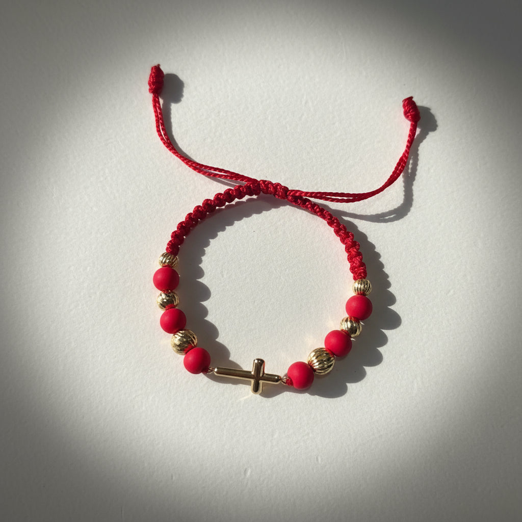 manilla balines oro18k diamantados y cruz brillo encanto joyería