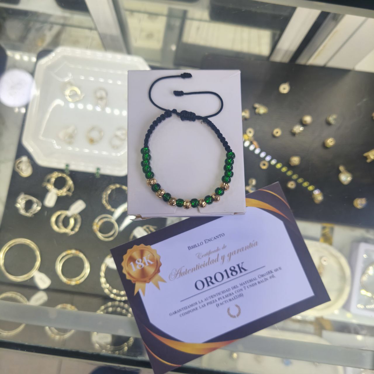 Pulsera Balines ORO 18K Diamantados #6 Hombre con Mostacilla