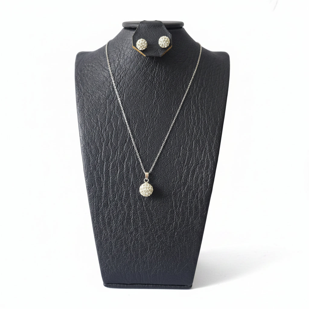 Set Bola Fuego Plata 925 Italiana | Cadena + Dije + Aretes
