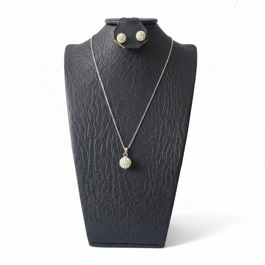 Set Bola Fuego Plata 925 Italiana | Cadena + Dije + Aretes