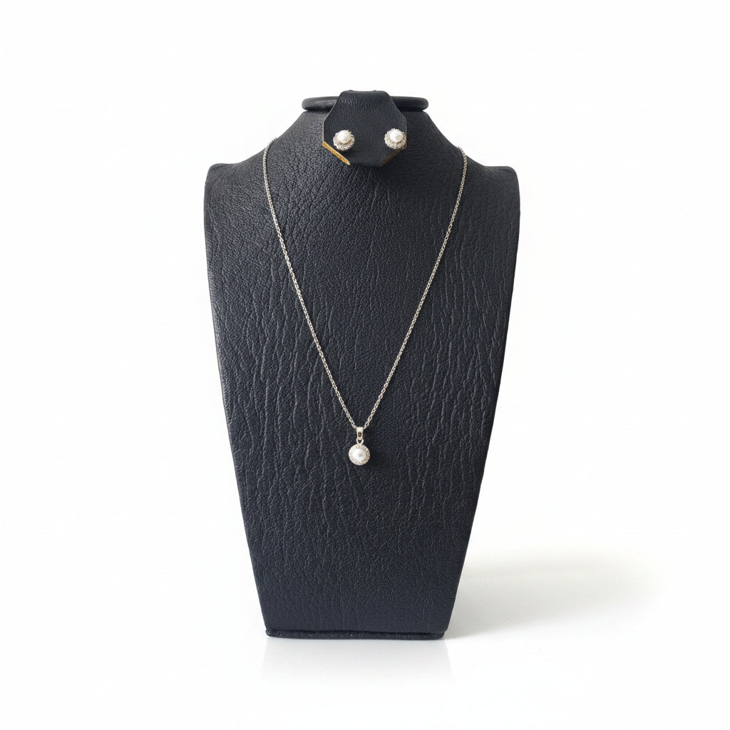 Set Perla Plata 925 Italiana | Cadena + Dije + Aretes