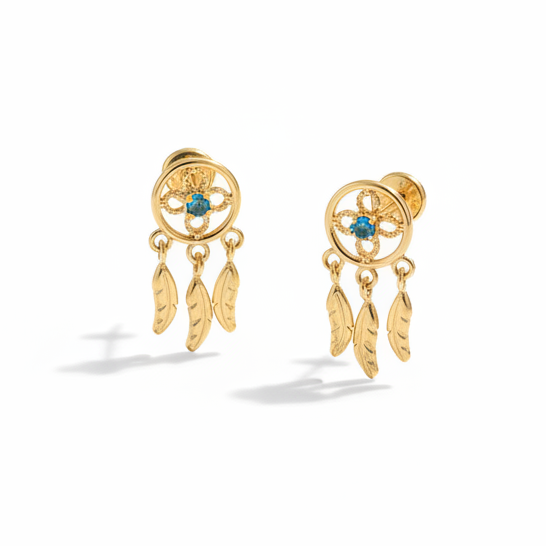 Aretes atrapa sueños Oro Laminado18k Antialérgicos