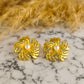 Aretes flor grandes con perla central – Pendientes elegantes en rodio para mujer