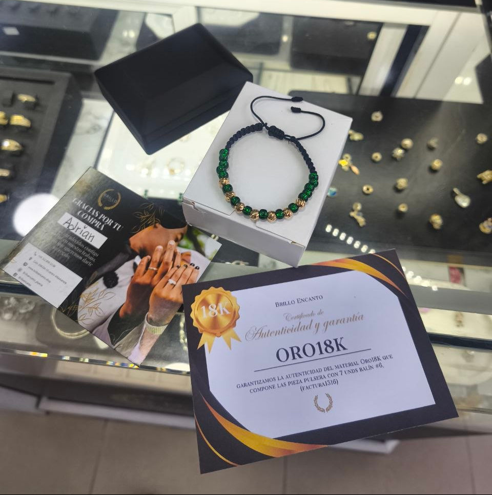 pulsera-balines-diamantados-oro-18k-verde-esmeralda