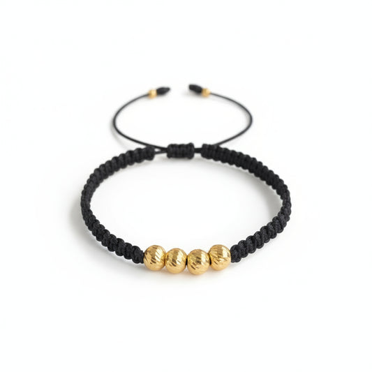 Pulsera bolas diamantada oro amarillo 18K hecha a mano