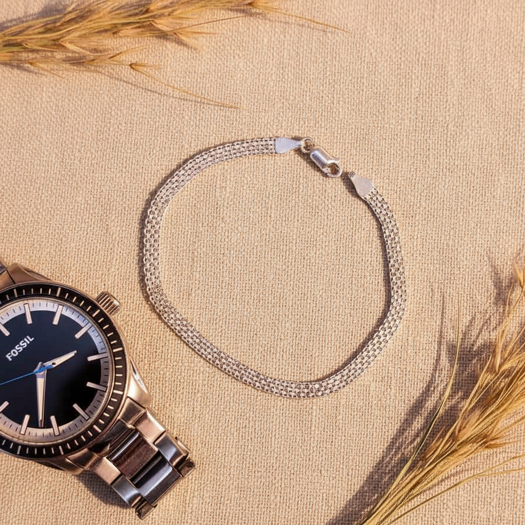 Men's 925 Silver Italian Slave Bracelet 5mm×21cm Chinoiserie
