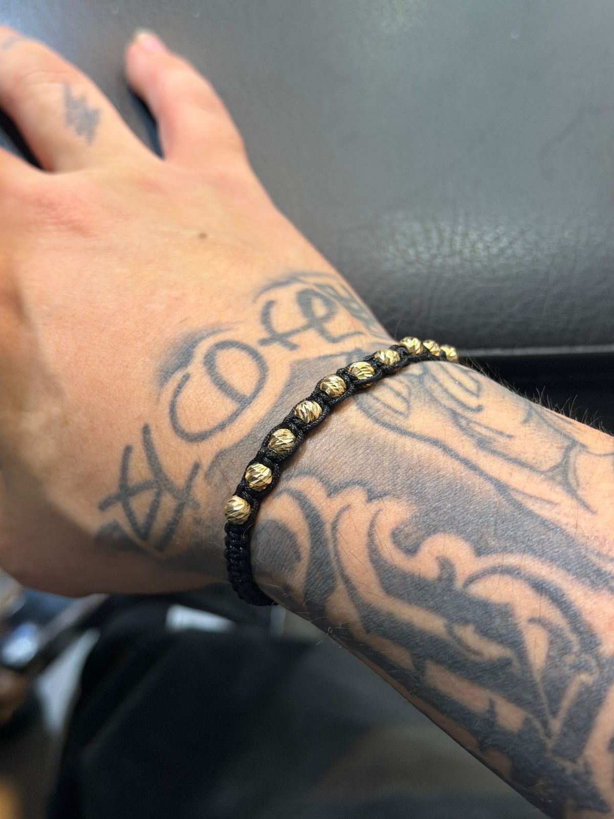 Pulsera 10 Balines Diamantados Oro 18K Hombre Tamaño #5