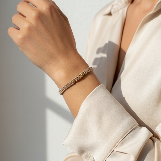 Pulsera de Oro 18K Beige con 3 Balines tamaño numero 3
