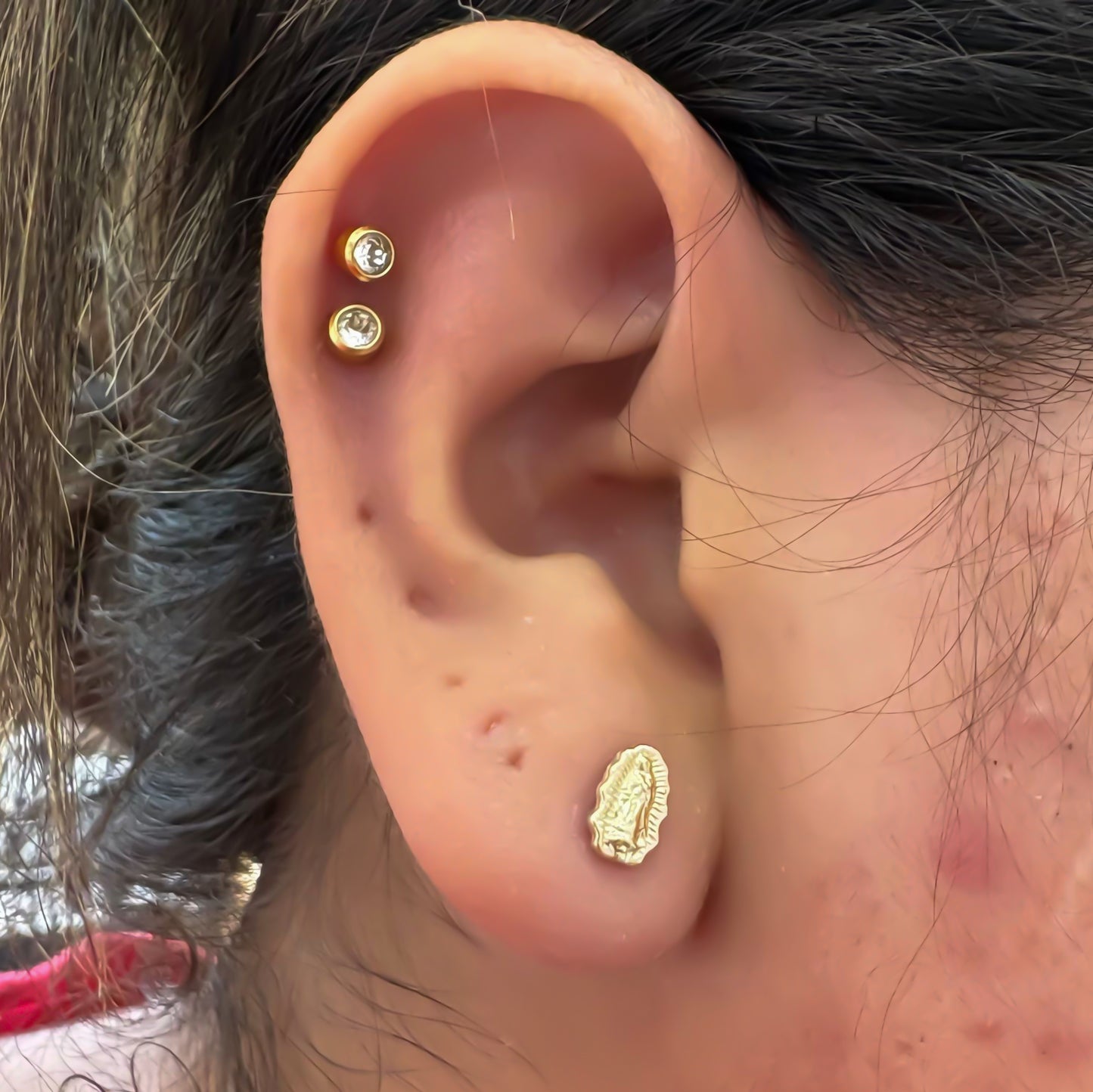 Aretes Virgen Guadalupe Oro Laminado 18k