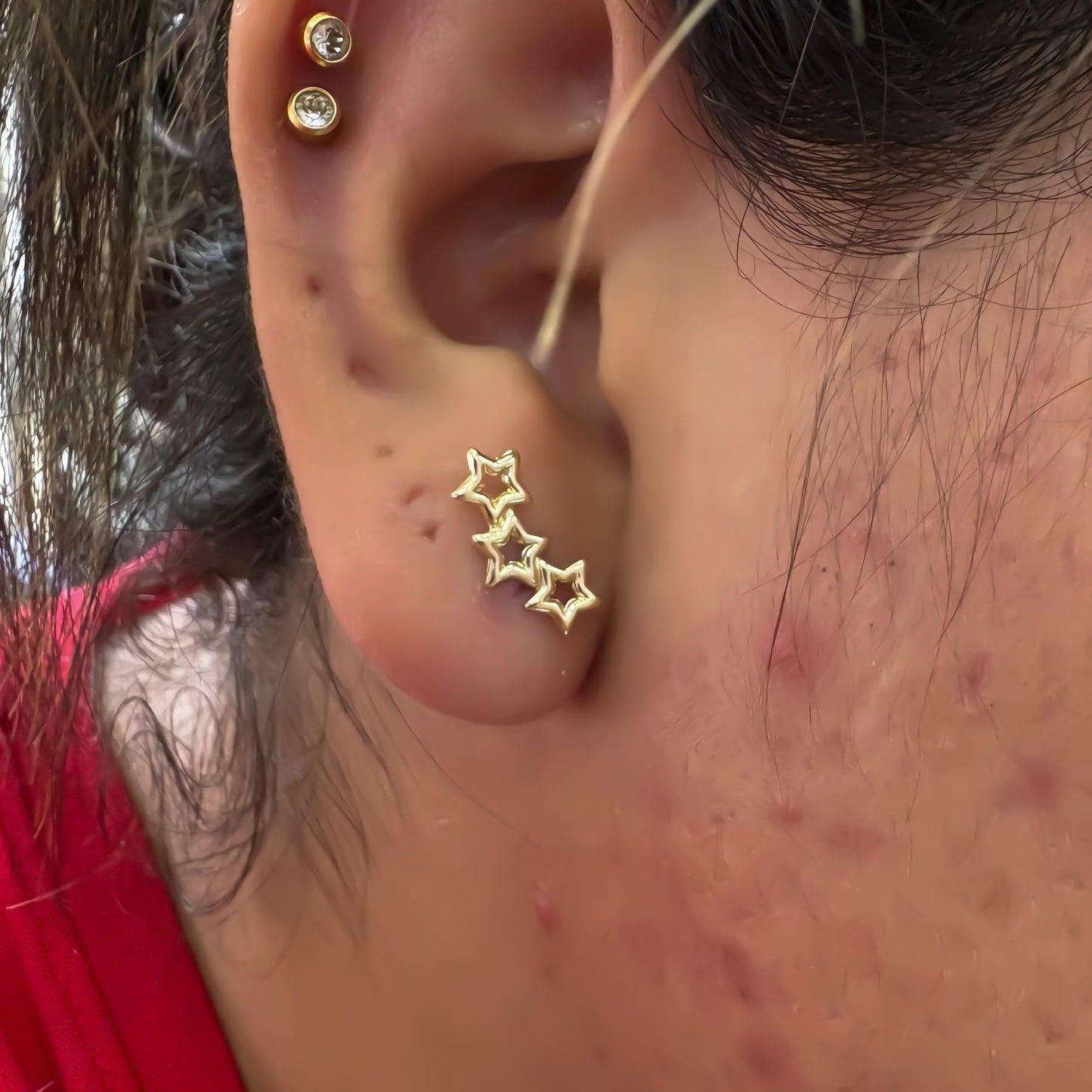 Aretes Pendientes Estrella Oro Laminado 18K para Mujer