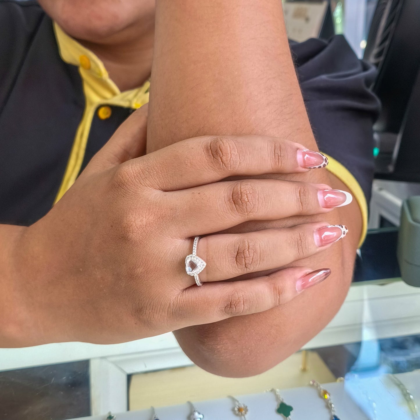 Oval Emerald Engagement Ring in Silver 1000