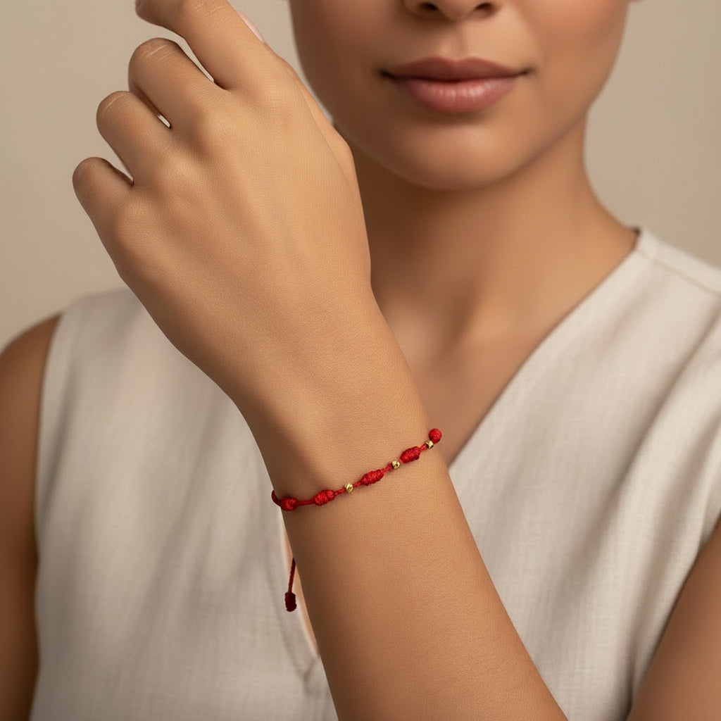 Detalle de los 3 balines de oro 18 kilates en la pulsera
