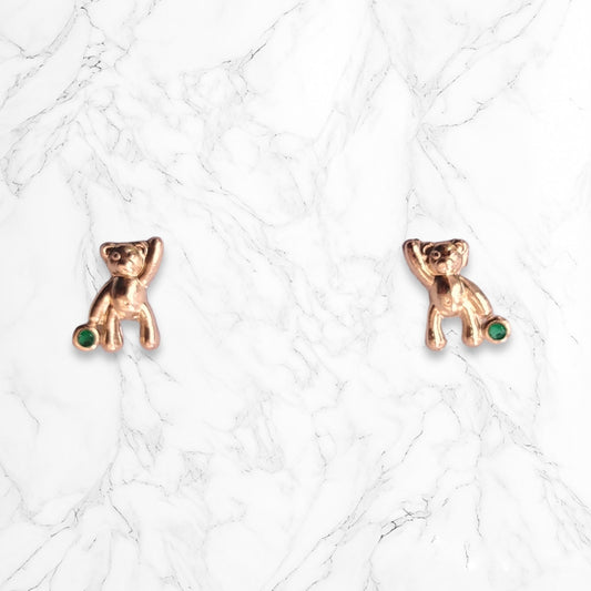 Aretes Anti alérgicos Topitos Seguridad Mujer Oro Laminado 18k Osos Brillo Encanto