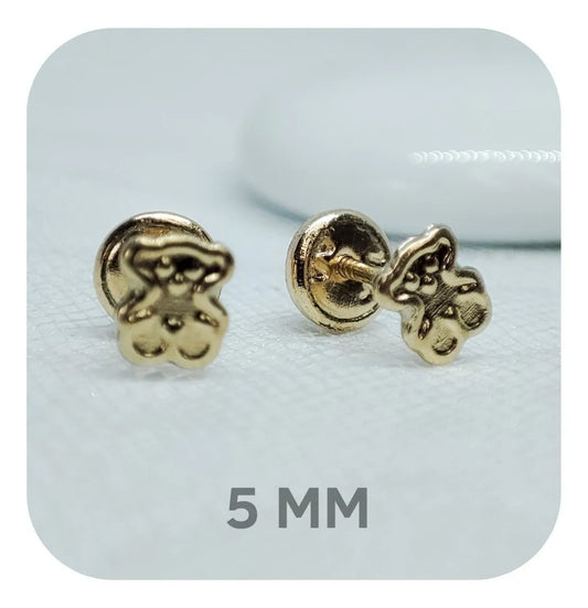 Aretes Topos Seguridad Niña Mujer Oso Tous Oro Laminado 18k Brillo Encanto