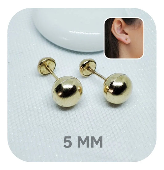 Aretes Topos Seguridad Niña O Mujer 5 MM Oro Laminado 18k Brillo Encanto