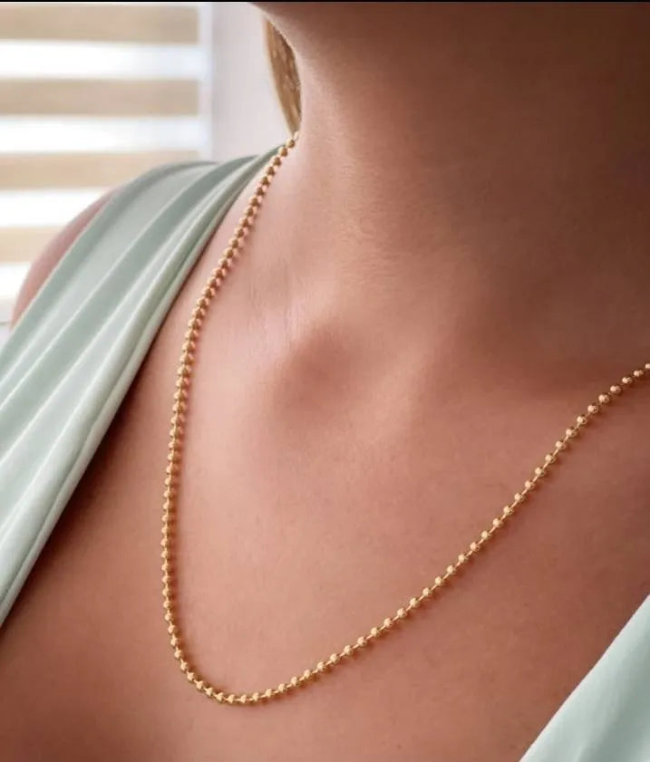 Cadena Collar Militar De Mujer En Oro 18k Laminado Brillo Encanto