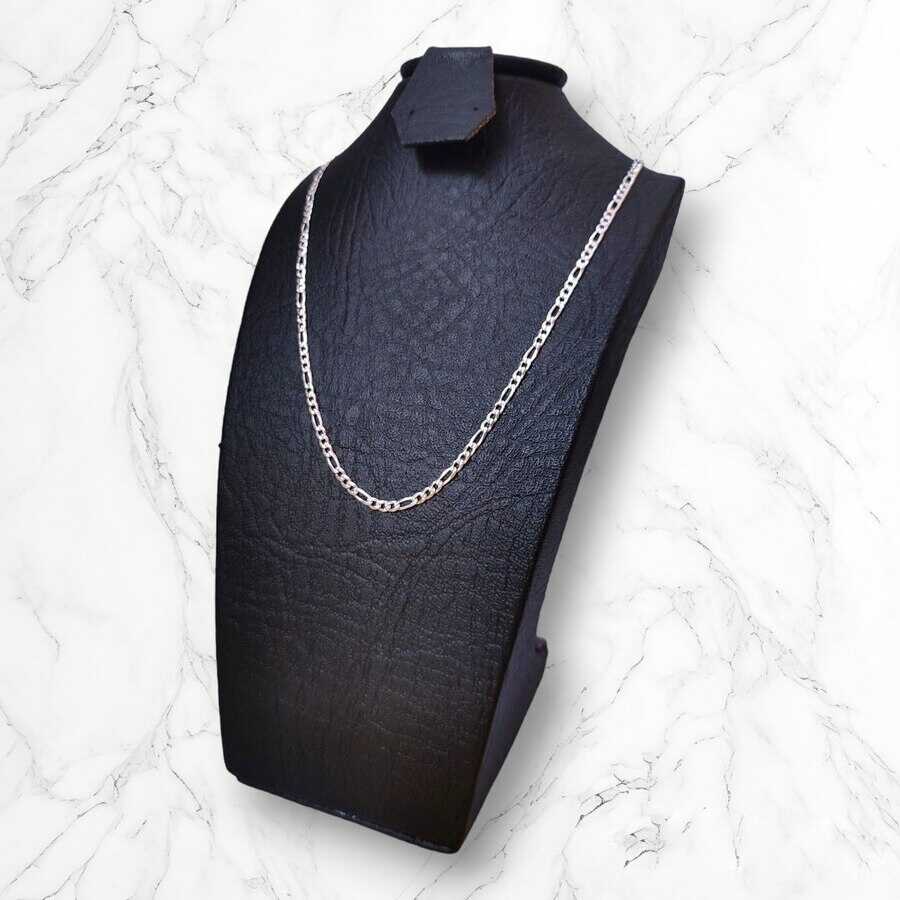 Detalle eslabones cadena Fígaro Plata 925 hombre — Brillo Encanto garantía de por vida