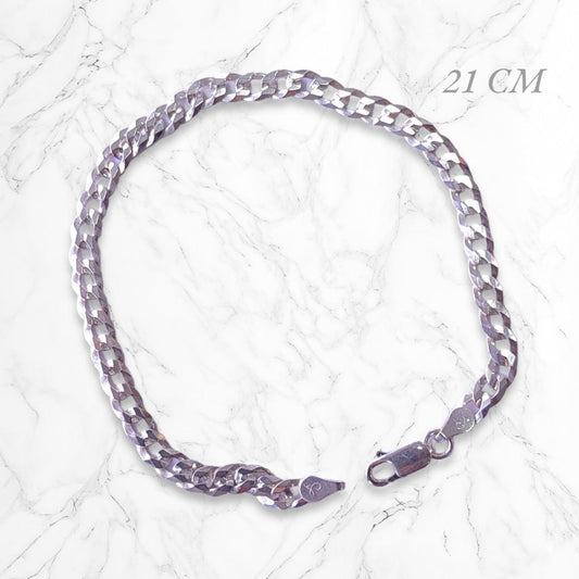 Pulsera Esclava Cubana Plata925 Italiana Unisex 21 CM x 3MM Brillo Encanto