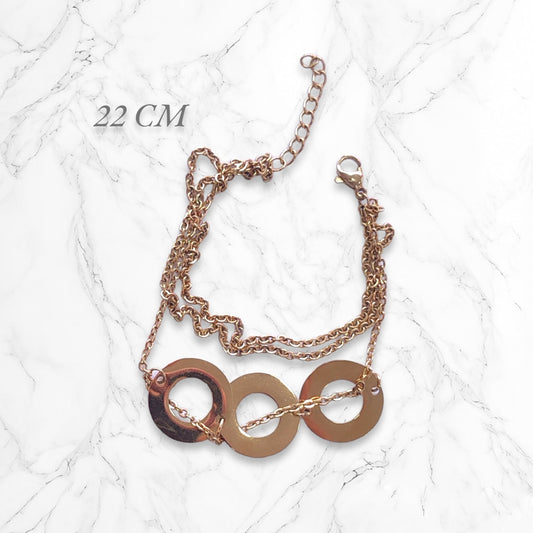 Pulsera Esclava En Acero de Aros Geométricos Planos Dorada 22 CM Para Mujer Brillo Encanto