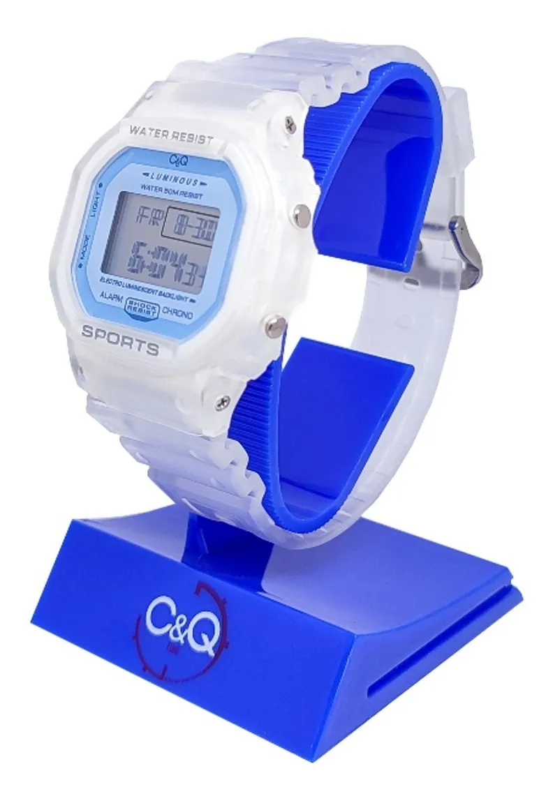 Reloj C&Q Deportivo Unisex Digital Original Transparente Brillo Encanto