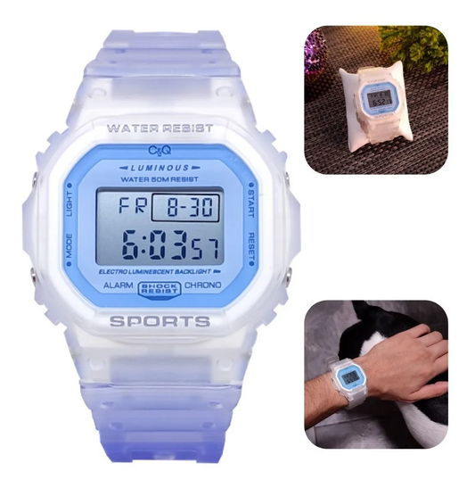 Reloj C&Q Deportivo Unisex Digital Original Transparente Brillo Encanto