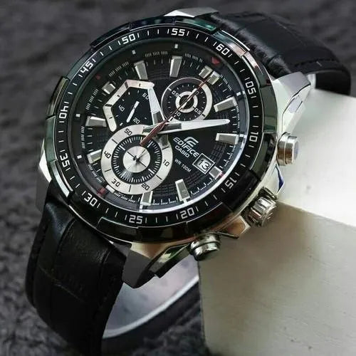 Reloj Casio Edifice Acero Y Cuero Sumergible Deportivo EFR-539L-1AVUDF Brillo Encanto