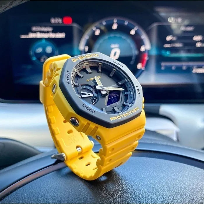 Reloj Casio G-shock Deportivo Sumergible Amarillo Con Brújula GA-2110SU-9ADR Brillo Encanto