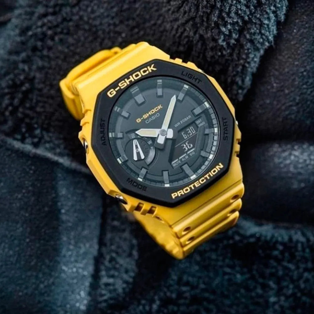 Reloj Casio G-shock Deportivo Sumergible Amarillo Con Brújula GA-2110SU-9ADR Brillo Encanto