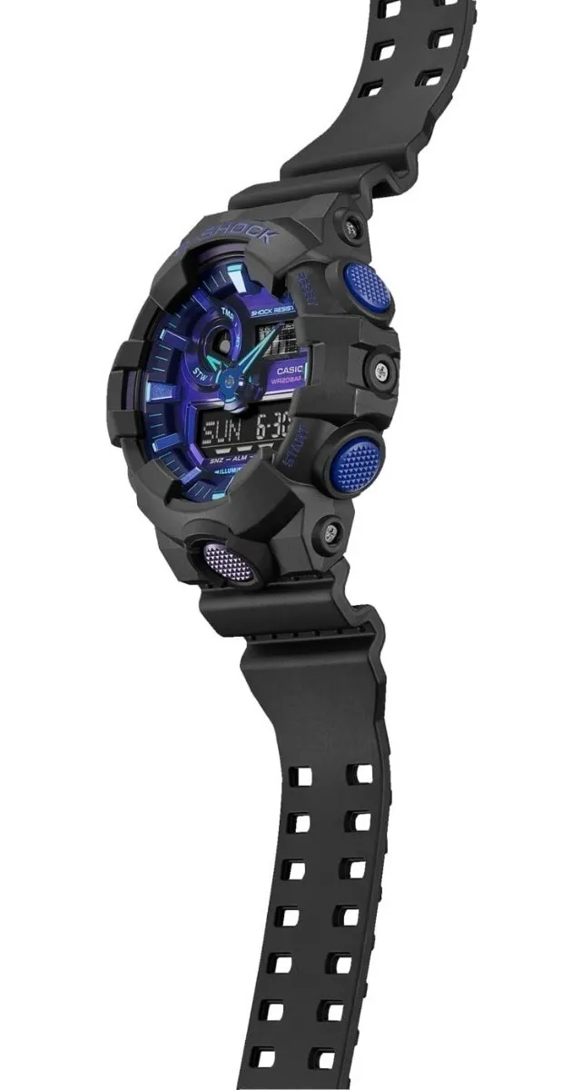 Reloj Casio G-shock Hombre Deportivo Sumergible Bicolor Negro Azul GA-700BP-1ADR Brillo Encanto