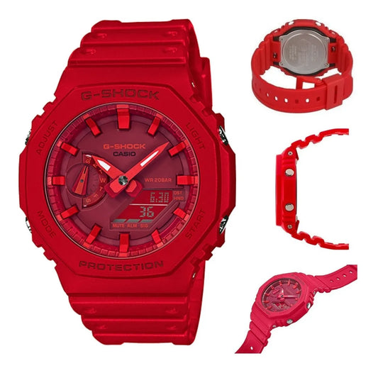 Reloj Casio G-shock Rojo Unisex Original Deportivo Sumergible GA-2100-4ADR Estilo LLamativo y Resistencia Excepcional Brillo Encanto