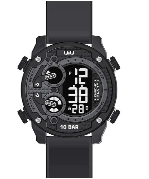 Reloj Q&Q Digital Original M169J800Y Negro Sumergible 100M Brillo Encanto